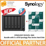 SYNOLOGY 5-Bay Diskstation DS1525+ Bundle with 5 x 6TB Synology Plus Series. Singapore 3 Years Warranty.